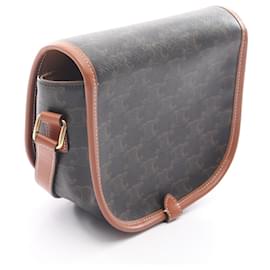 Céline-Celine Falco Medium Bag Trionfo Coated Canvas Shoulder Bag-Brown