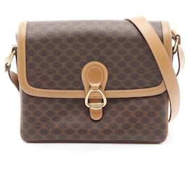 Céline-Celine Macadam PVC Coated Canvas Shoulder Bag-Brown