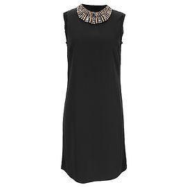 Mini-Kleid Bib aus schwarzer Viskose mit Kristallperlen von Lanvin Schwarz