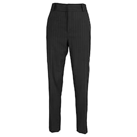 Saint Laurent-Saint Laurent Pinstriped Trousers in Black Wool-Black