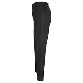 Saint Laurent-Saint Laurent Pinstriped Trousers in Black Wool-Black