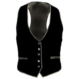 Azzaro Single-Breasted Vest Jacket in Black Velvet Black