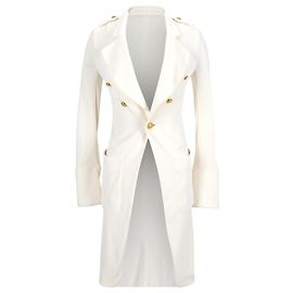 Balenciaga Long Coat in White Rayon White