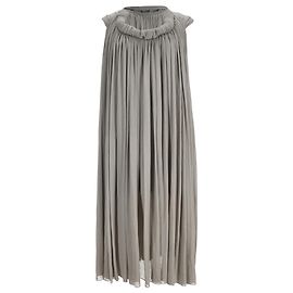 Vestido Midi Pregueado Bottega Veneta em Algodão Cinza Cinza