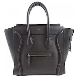 Céline-Celine Micro Luggage Calf Bag-Black