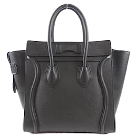 Céline-Celine Micro Luggage Calf Bag-Black