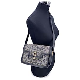 Céline-Celine Vintage Cloth Shoulder Bag Clasp box-Blue