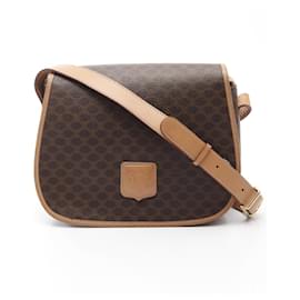 Céline-Celine Macadam PVC Coated Canvas Shoulder Bag-Brown
