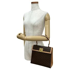 Céline-Celine Macadam Blason Pattern Brown Leather Handbag-Brown