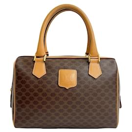 Céline-Celine Macadam Blason Logo Print Leather Handbag-Brown