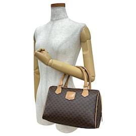 Céline-Celine Macadam Blason Logo Print Leather Handbag-Brown