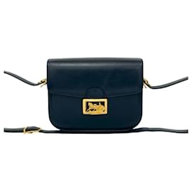 Céline-Celine Navy Calf Leather Shoulder Bag-Navy blue