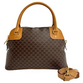 Céline-Celine Macadam Leather 2-Way Handbag-Brown