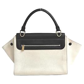 Céline-Celine Trapeze Canvas Leather 2way Bag-White