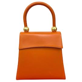 Céline-CELINE Calf Leather Handbag-Orange