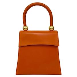 Céline-CELINE Calf Leather Handbag-Orange