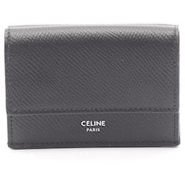 Céline-Celine Folded Leather Wallet-Black