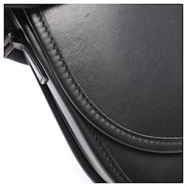 Céline-Celine Triomphe Leather Shoulder Bag Black-Black