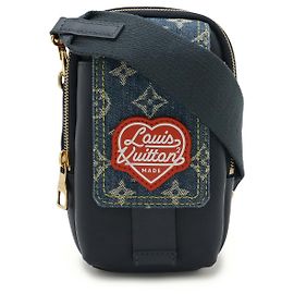 Borsa Doppia per Telefono in Denim Monogram Louis Vuitton Blu