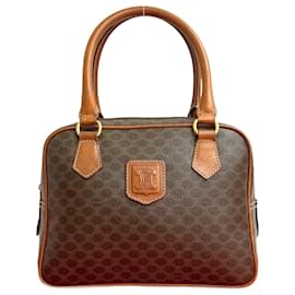 Céline-Celine Macadam Blazon Leather Handbag-Brown