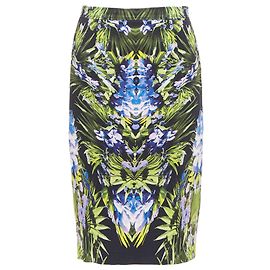 Saia lápis de viscose orquídea roxa e verde simétrica GIVENCHY 2012 FR38 M Roxo