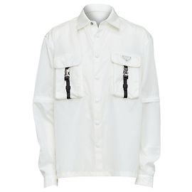 Transformierbare Hemdjacke aus technischem Re-Nylon von PRADA 2021 mit Taschen und Schnallen XL Weiß Roh