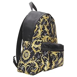 Versace-Mochila de nylon com estampa Barocco Virtus Medusa em ouro da assinatura Gianni VERSACE-Preto