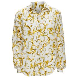 Camisa de algodón con estampado floral Barocco Rococo de Versace Blanco