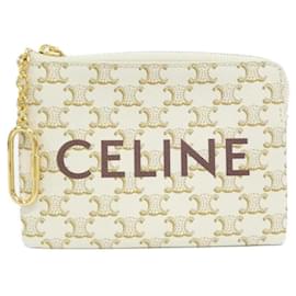 Céline-Celine Triomphe Canvas Coin Key Case-White