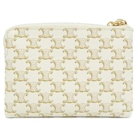Céline-Celine Triomphe Canvas Coin Key Case-White