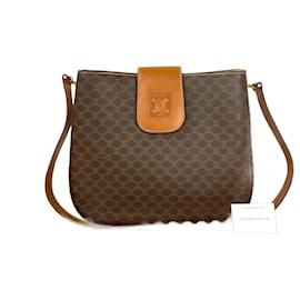 Céline-CELINE Macadam Leather Shoulder Bag-Brown
