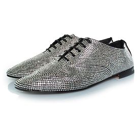 Derby de renda com strass Saint Laurent Prata Metálico