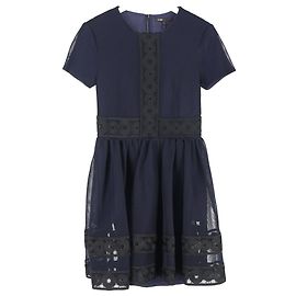 Mini-Kleid aus Marineblauem Polyester mit Spitzenbesatz von Maje Blau Marineblau