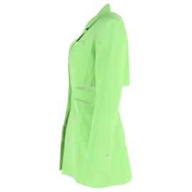 Jacquemus-Jacquemus Bari Neon Cutout Woven Mini Dress in Green Viscose-Green