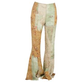 Pantalones acampanados de lino multicolor con acentos de patchwork impreso de Acne Studios Multicolor