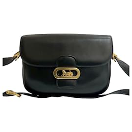 Céline-Celine Logo Carriage Calf Leather Shoulder Bag Pochette-Black