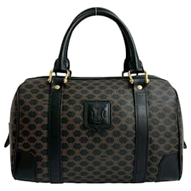 Céline-Celine Macadam Blason Triomphe Leather Handbag-Brown,Black