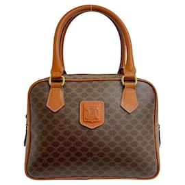Céline-Celine Macadam Blason Logo Print Leather Handbag-Brown