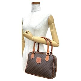 Céline-Celine Macadam Blason Logo Print Leather Handbag-Brown