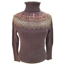 Autre Marque Brauner Pullover von InWear mit Perlen und Pailletten Braun