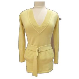 Autre Marque Suéter amarillo de algodón InWear con cinturón Amarillo