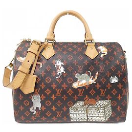 Bolso Boston de lona recubierta Catogram de Louis Vuitton Castaño