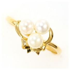 Autre Marque-Au750 Pearl Ring-Golden
