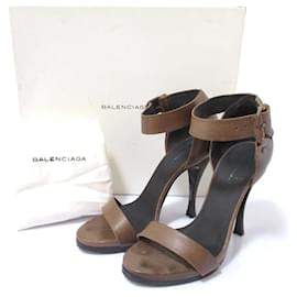 Balenciaga-Balenciaga Leather Sandals-Brown