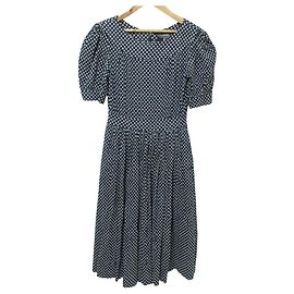 Vestido de bolinhas Chanel Azul Azul marinho