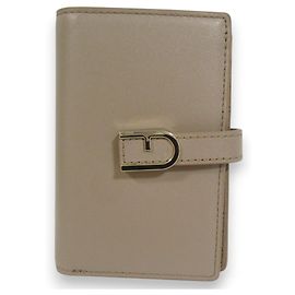 Furla Flow Leather Bifold Wallet Beige Golden