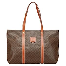 Céline-Celine Macadam PVC Leather Tote Bag-Brown