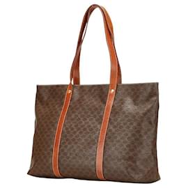 Céline-Celine Macadam PVC Leather Tote Bag-Brown