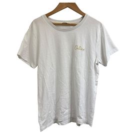 Céline Camiseta de algodão bordada Celine Branco