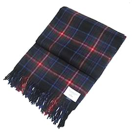 Autre Marque-Begg & Co Wool Angora Check Fringe Scarf-Black